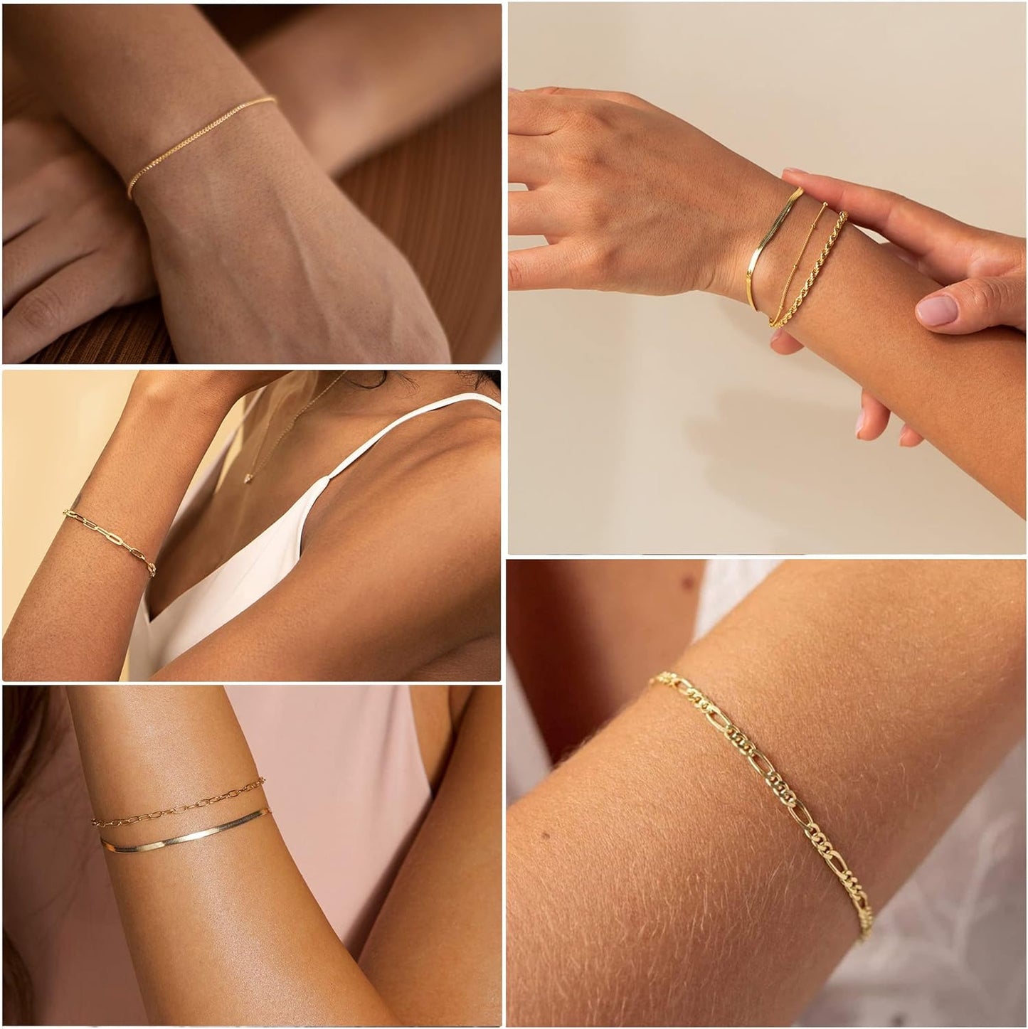 14K Gold Plated Stackable Chain Bracelet