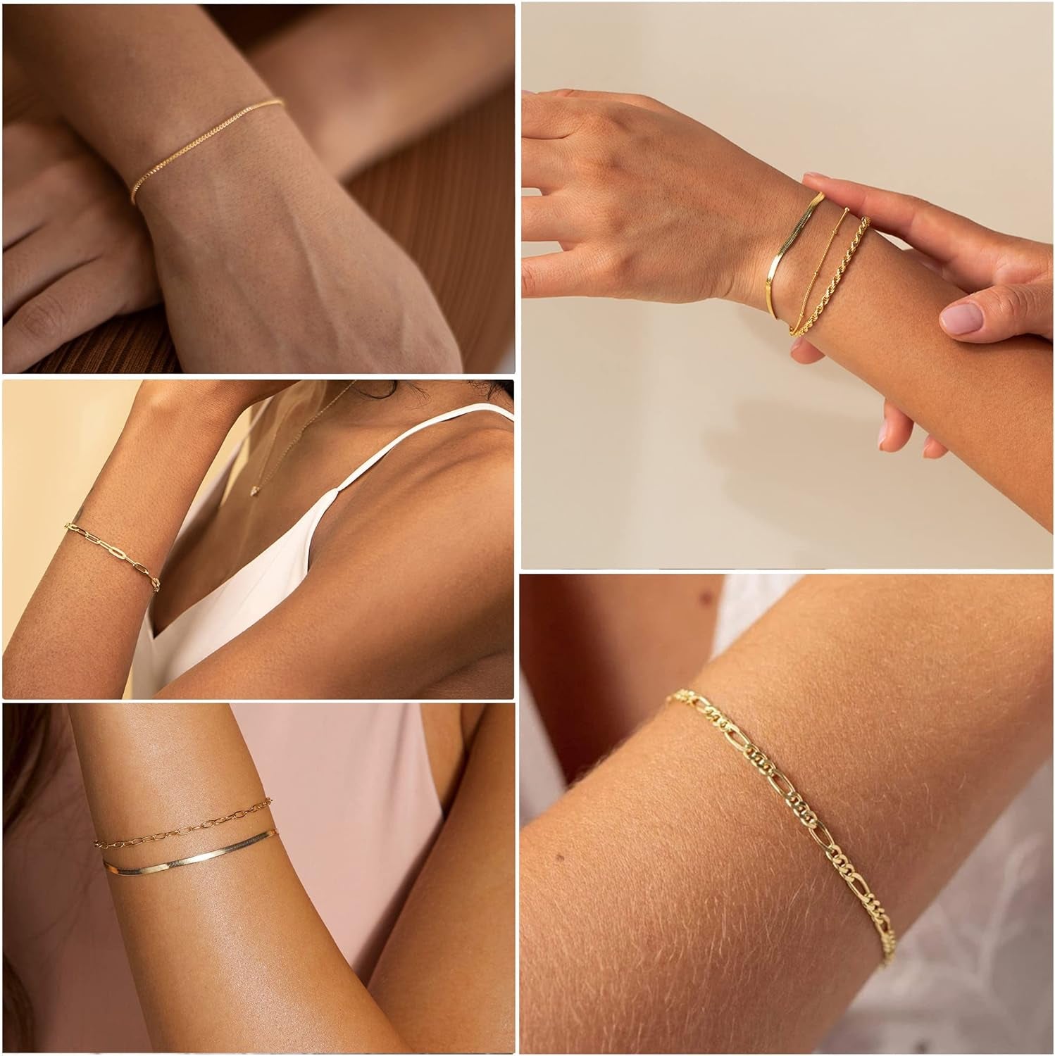 14K Gold Plated Stackable Chain Bracelet