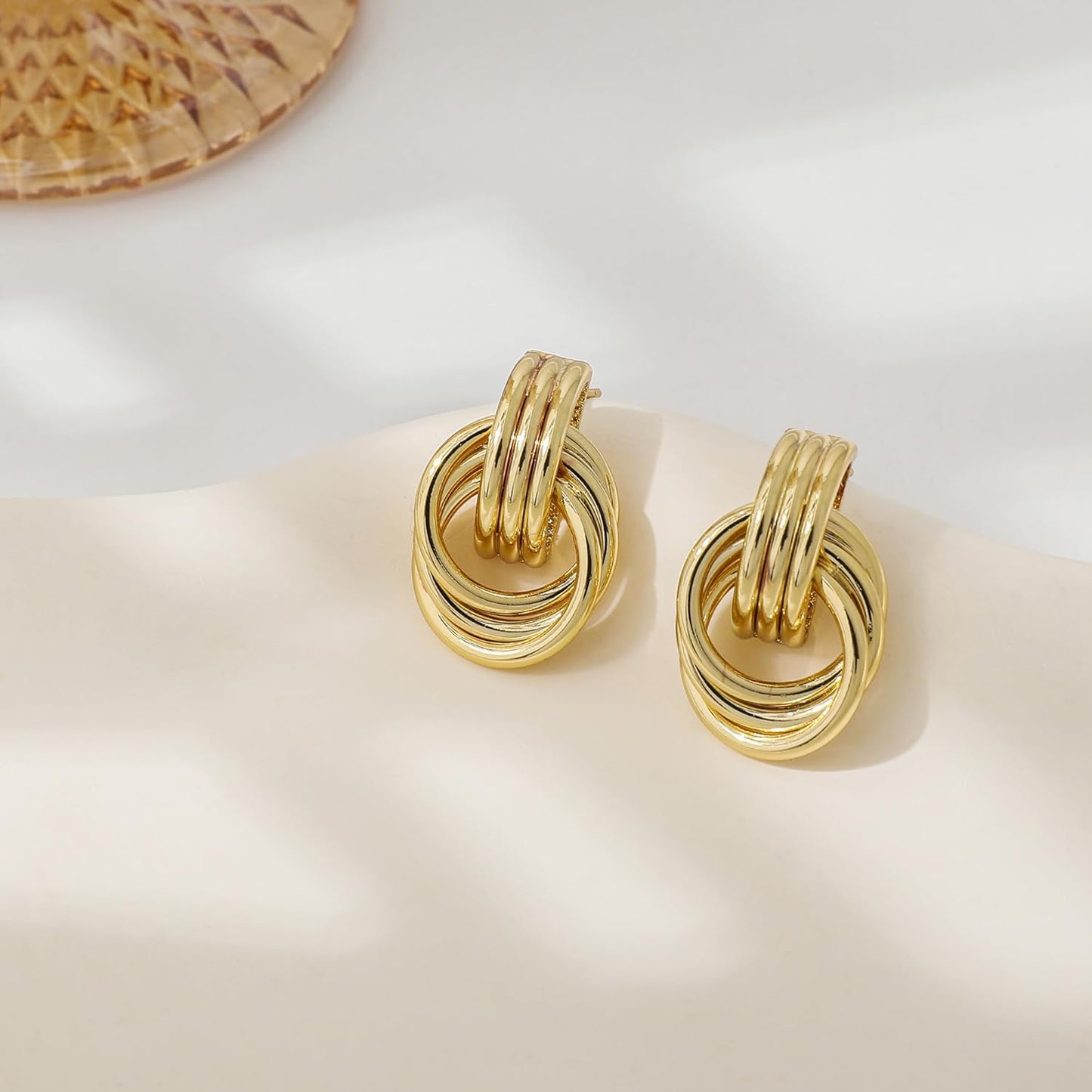 Trendy Gold Plated Knot Dangle Earrings
