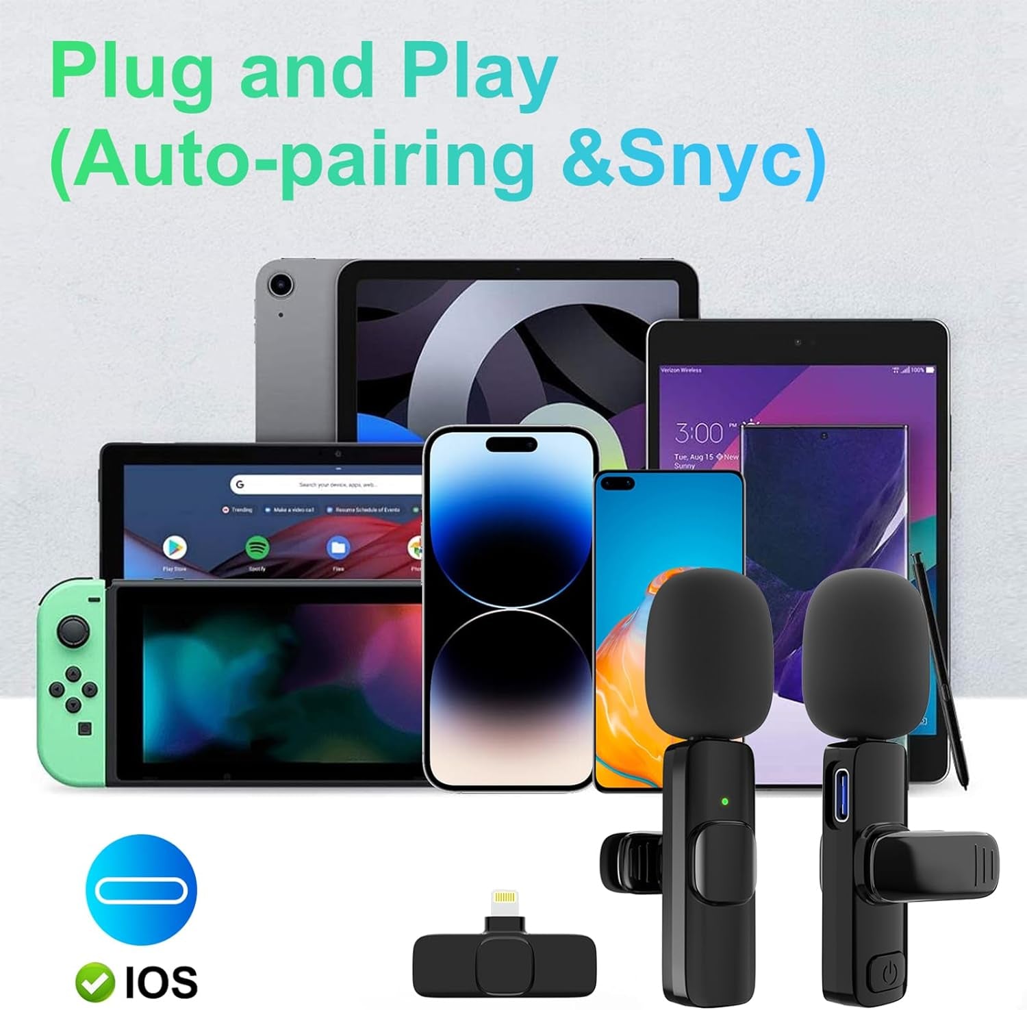 2-Pack Wireless Lavalier Mic for iPhone