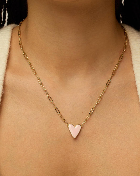 14K Gold Plated Heart Enamel Pendant Necklace