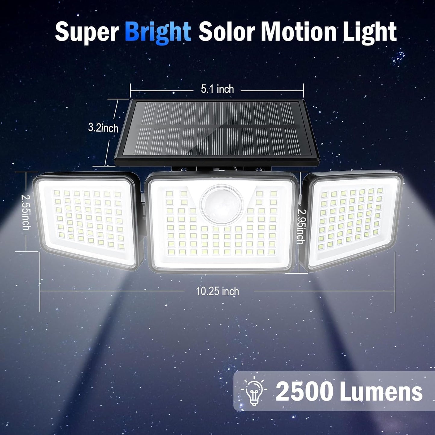 2500LM Solar Motion Sensor Lights 2-Pack