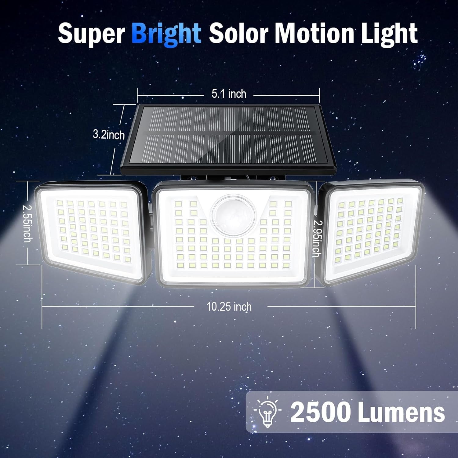 2500LM Solar Motion Sensor Lights 2-Pack