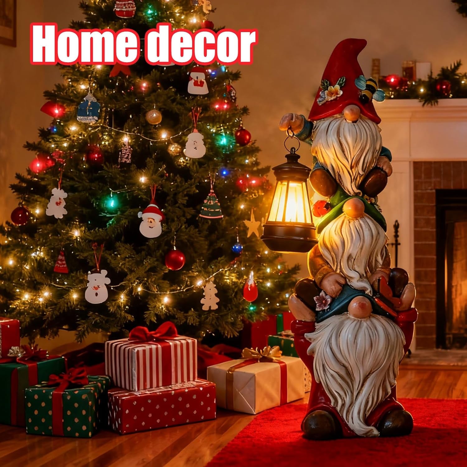 Solar Christmas Gnome Garden Statue 12