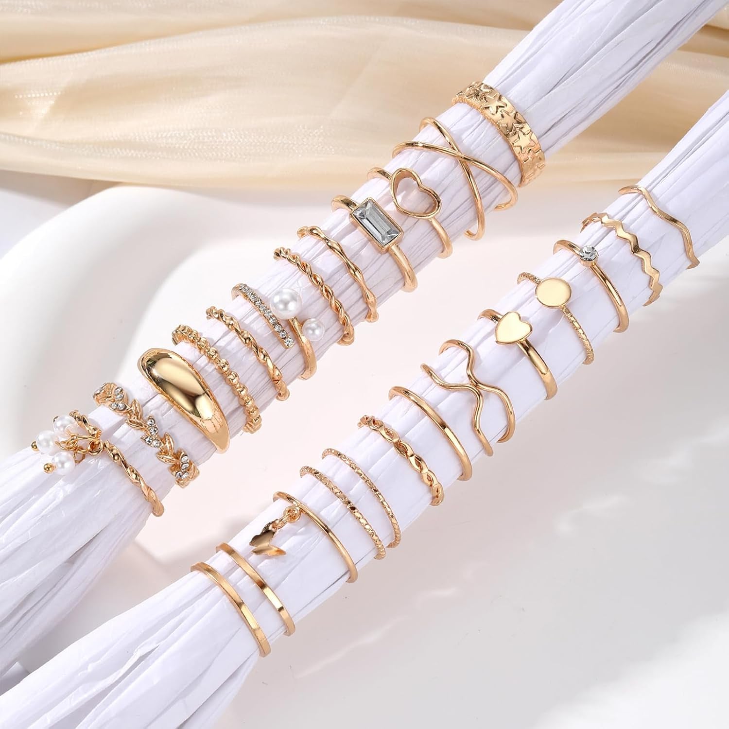 Gold Knuckle Rings Set for Women