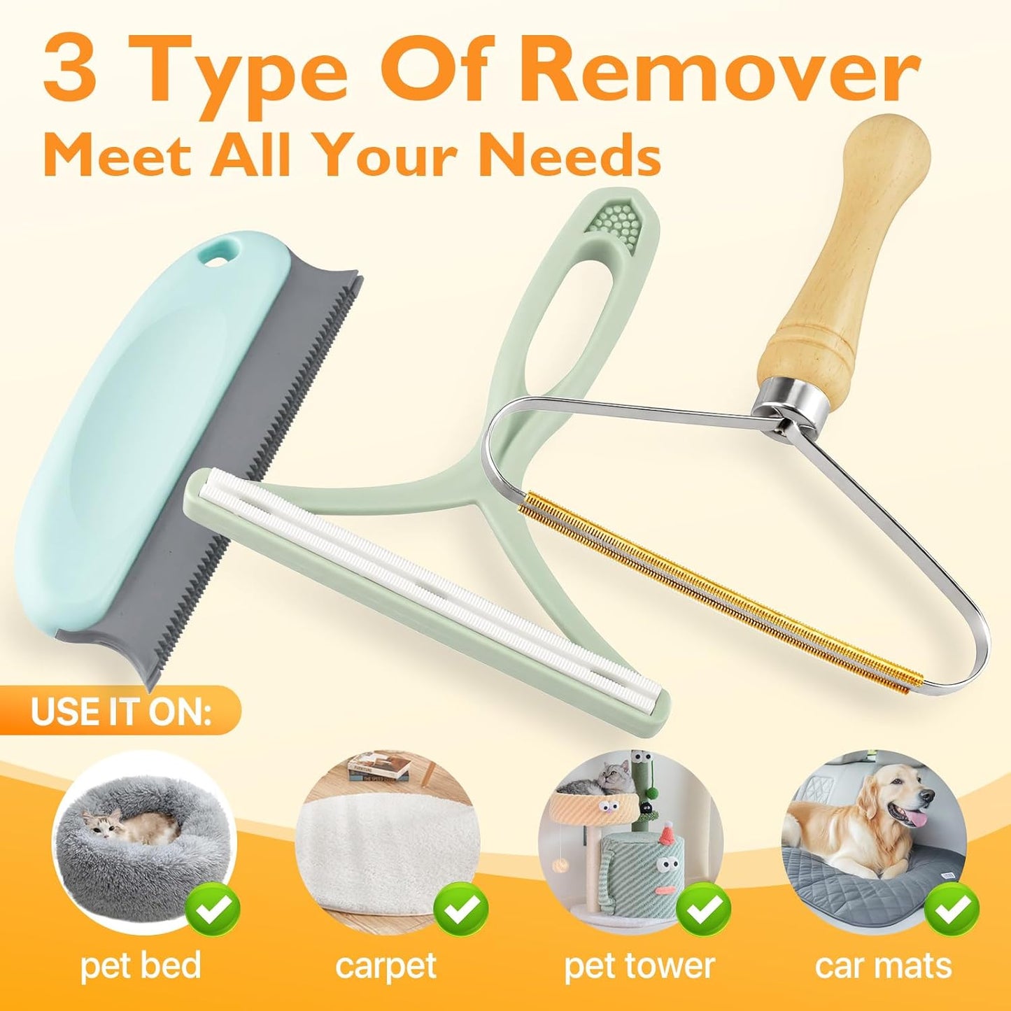 Pet Hair Removal Tool 3 Pack Dog Cat Hair