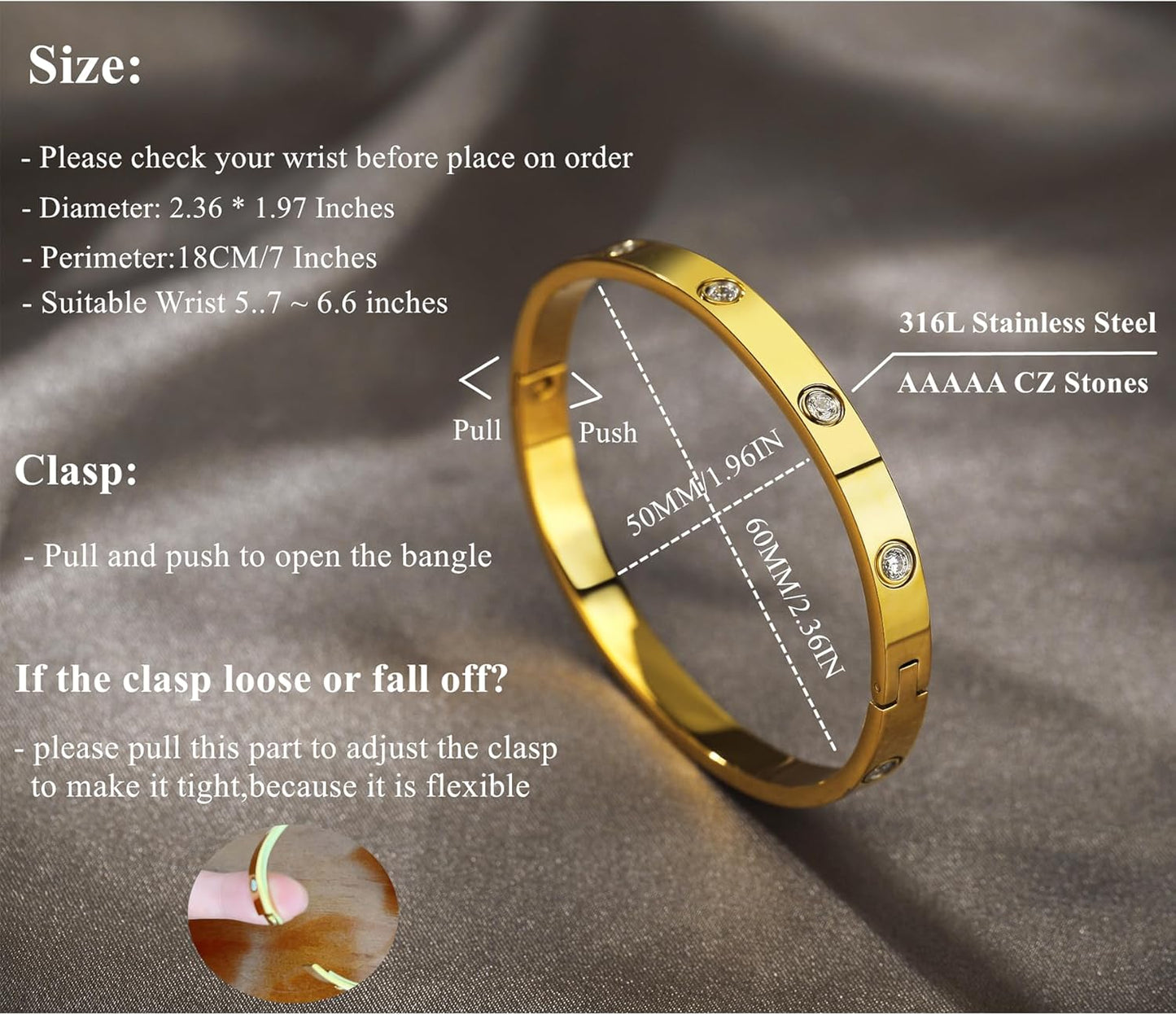 18 K Gold Plated Love Bangle Bracelet