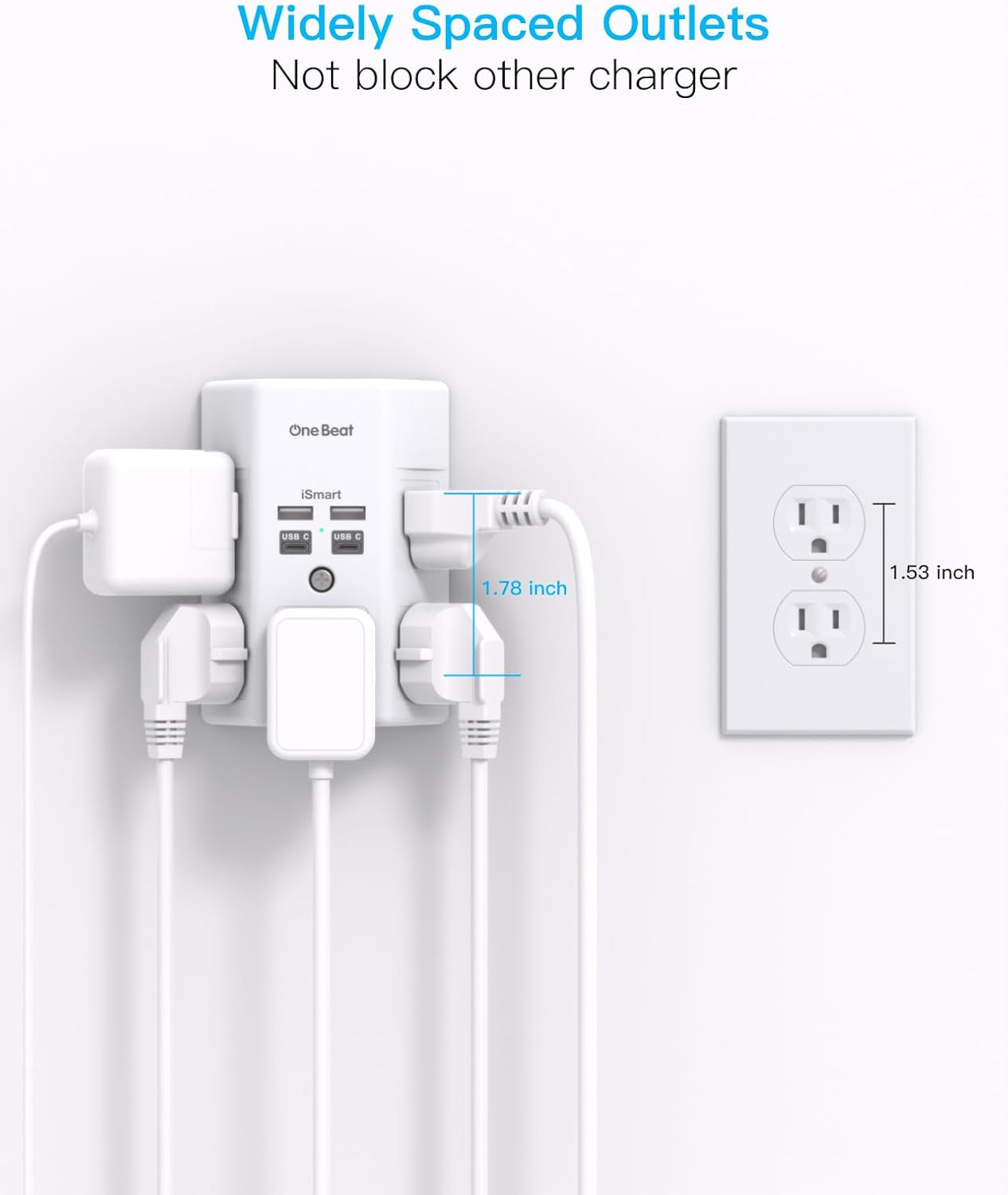 3-Side Power Strip w/ USB C Ports