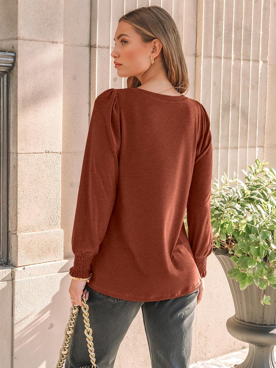 Long Sleeve Shirts Womens Pleated