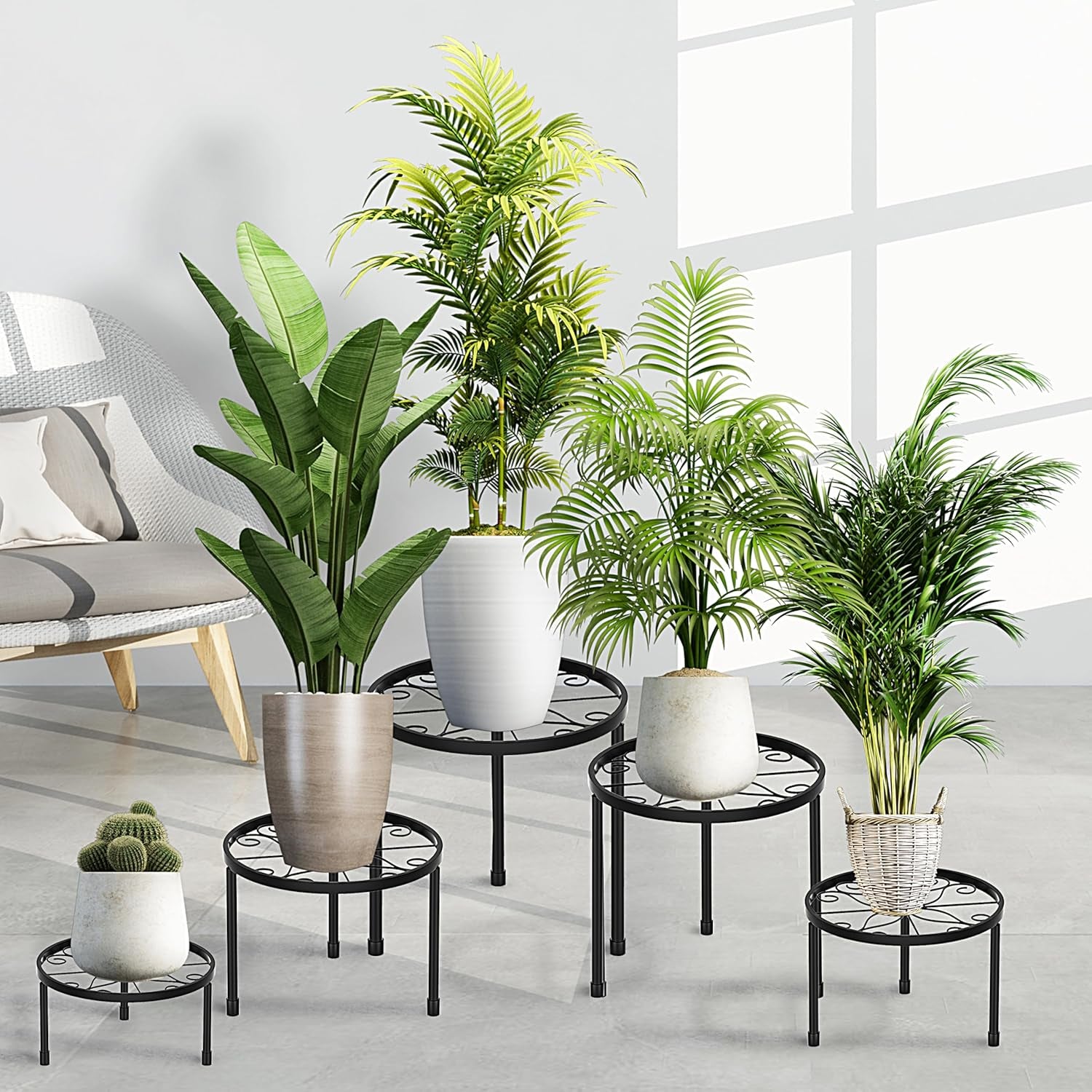 5-Pack Metal Plant Stands Indoor Outdoor