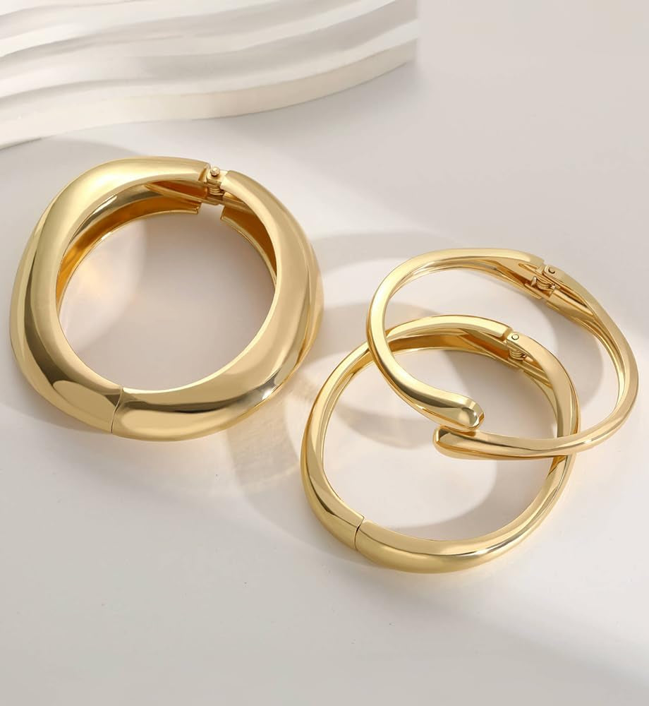 Chunky 14K Gold Plated Bangle Bracelet