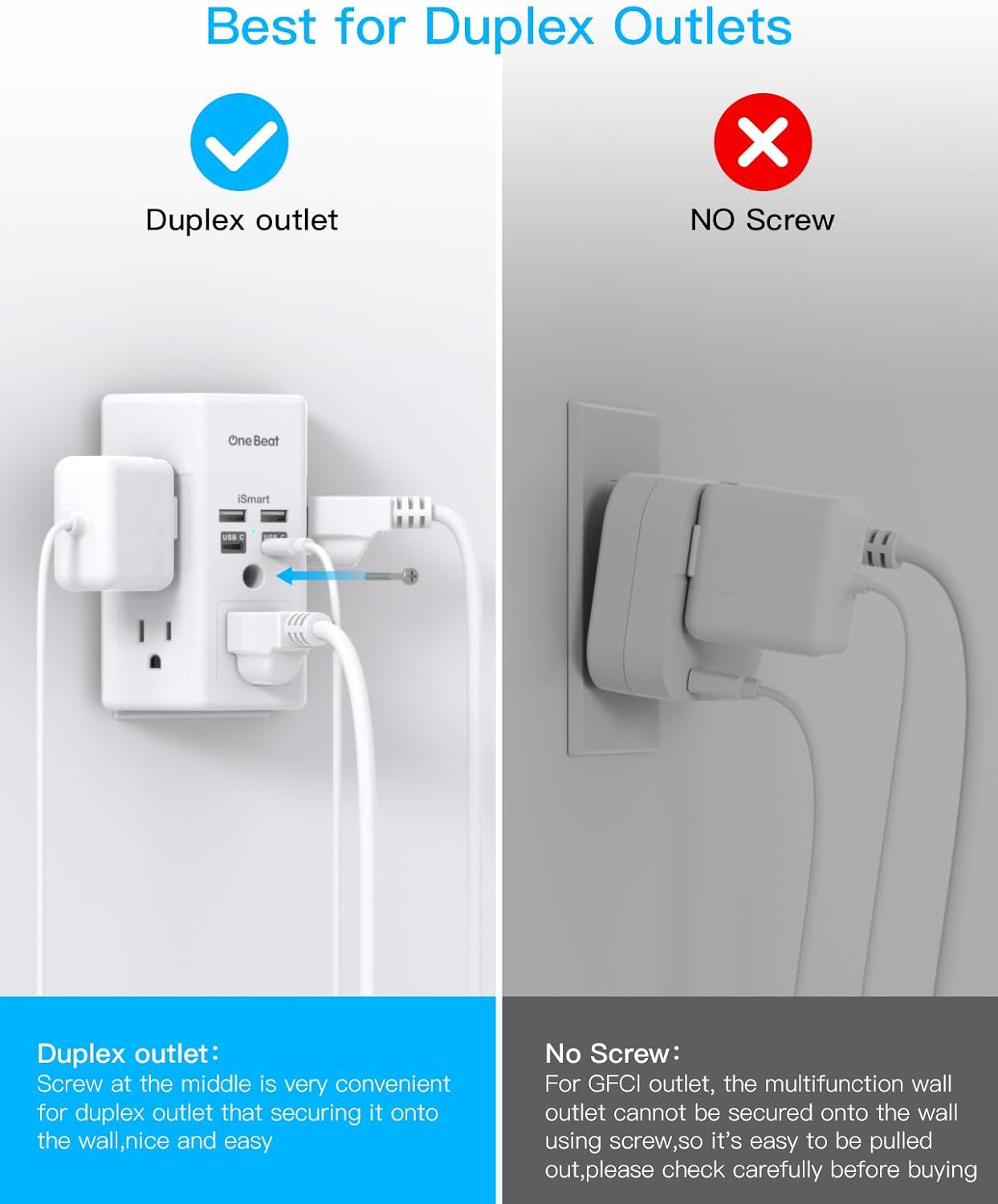 3-Side Power Strip w/ USB C Ports