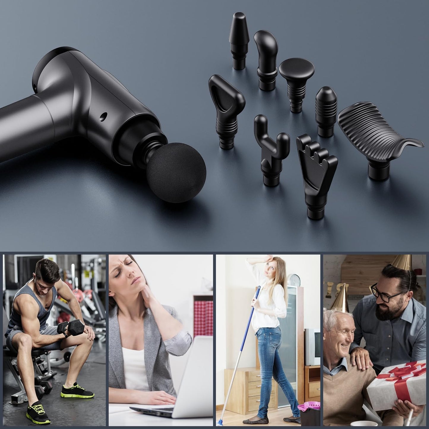 Deep Tissue Massage Gun 30-Speed Grey