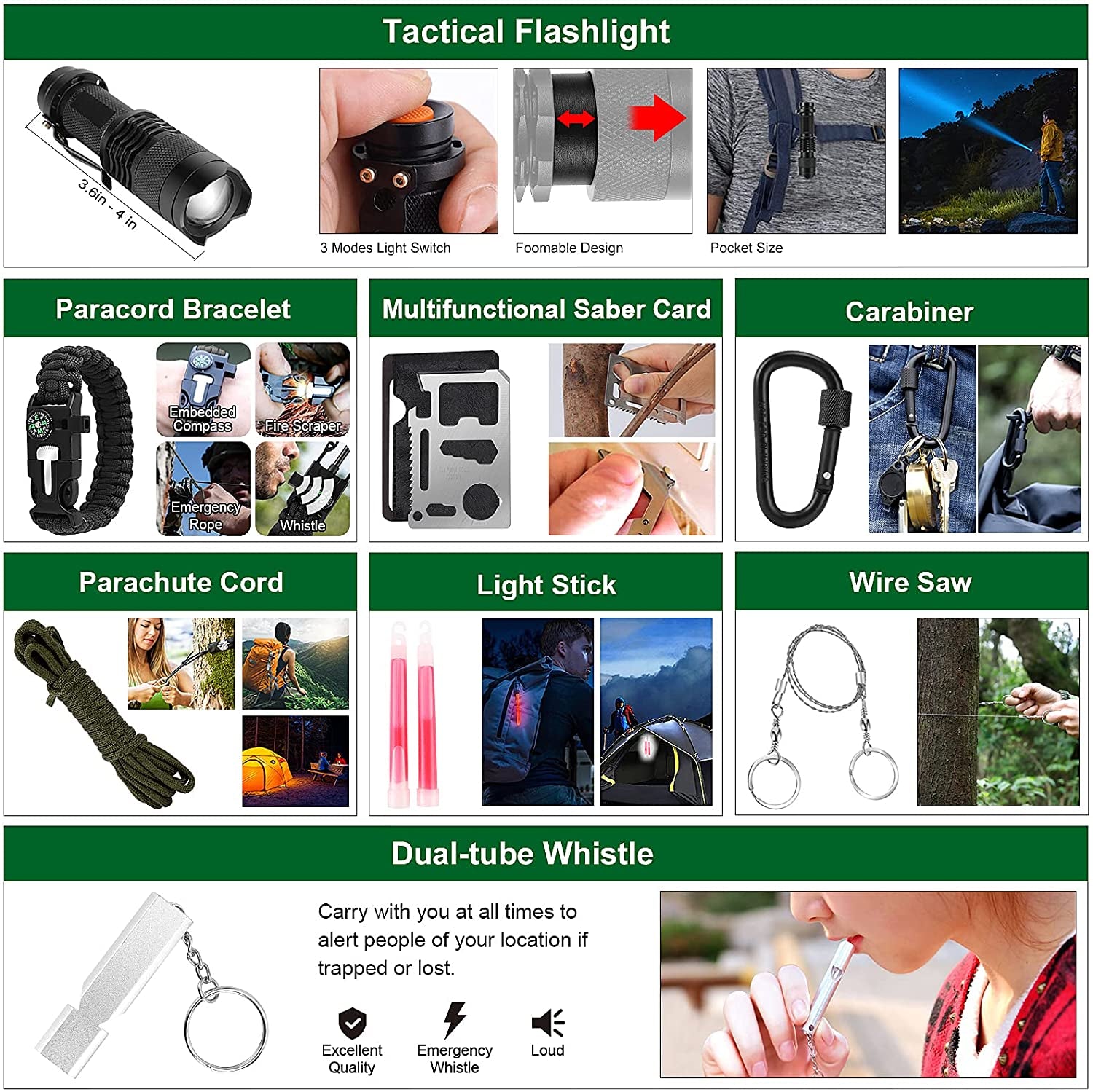 142Pcs Emergency Survival  First Aid Kit