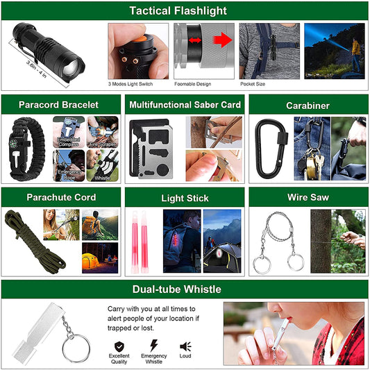 142Pcs Emergency Survival  First Aid Kit