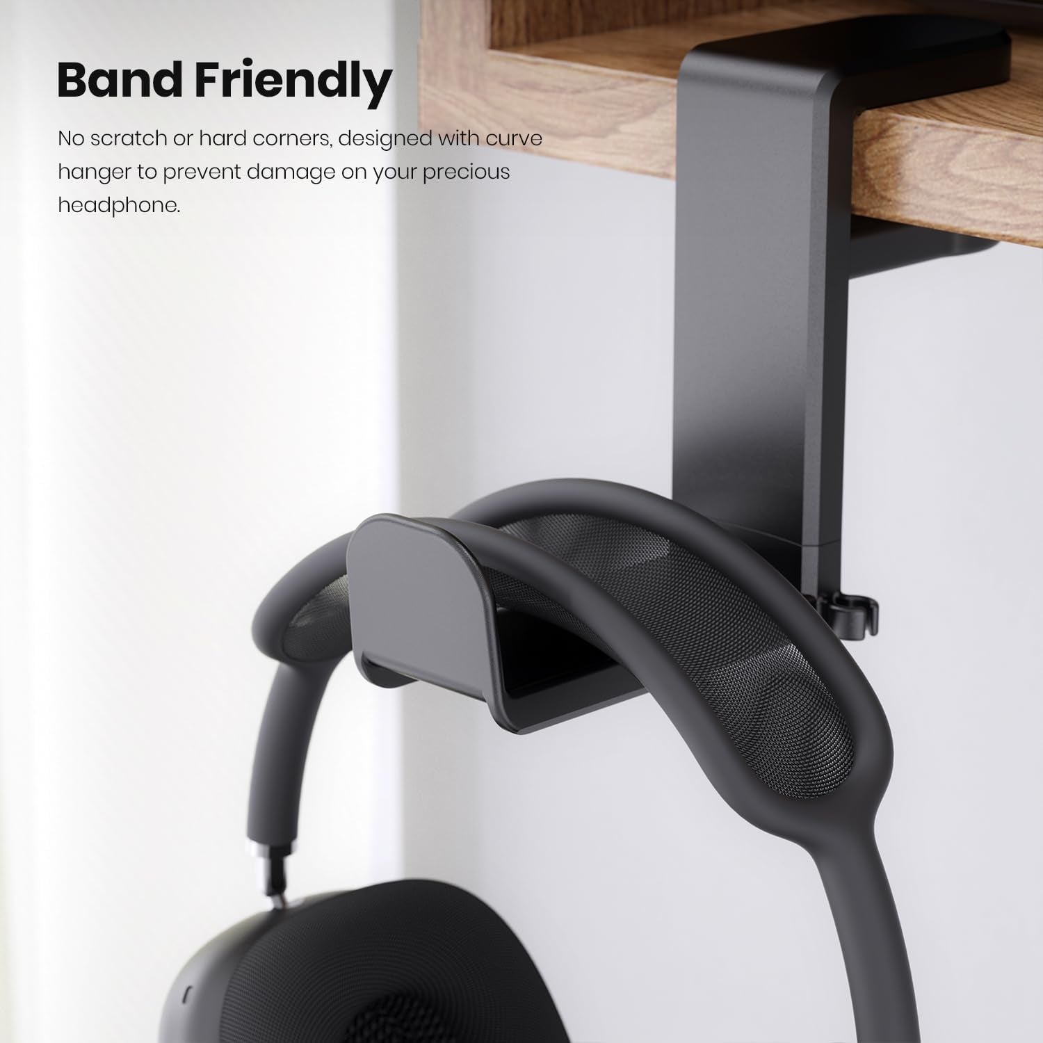 Rotating Under Desk Headphone Stand Black