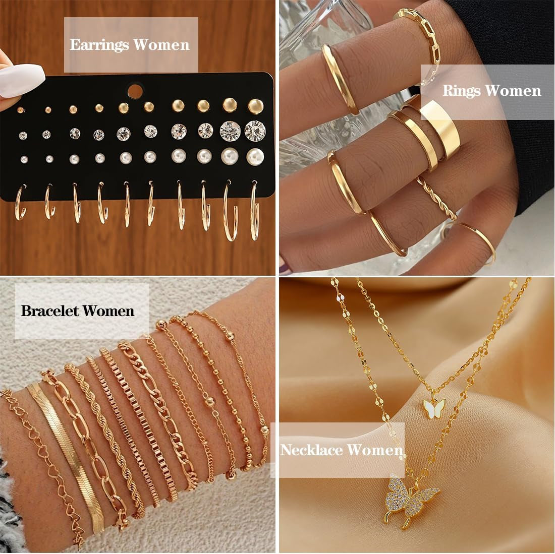 47Pcs Gold Jewelry Set for Women