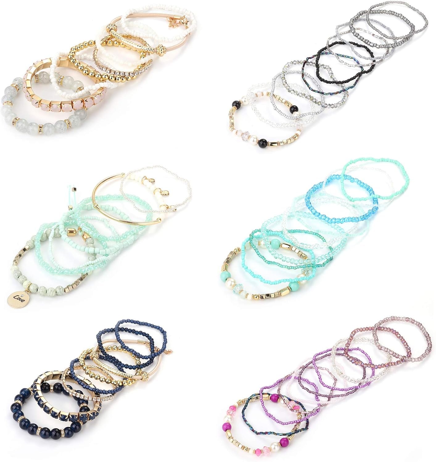 6 Sets Bohemian Stackable Bead Bracelets