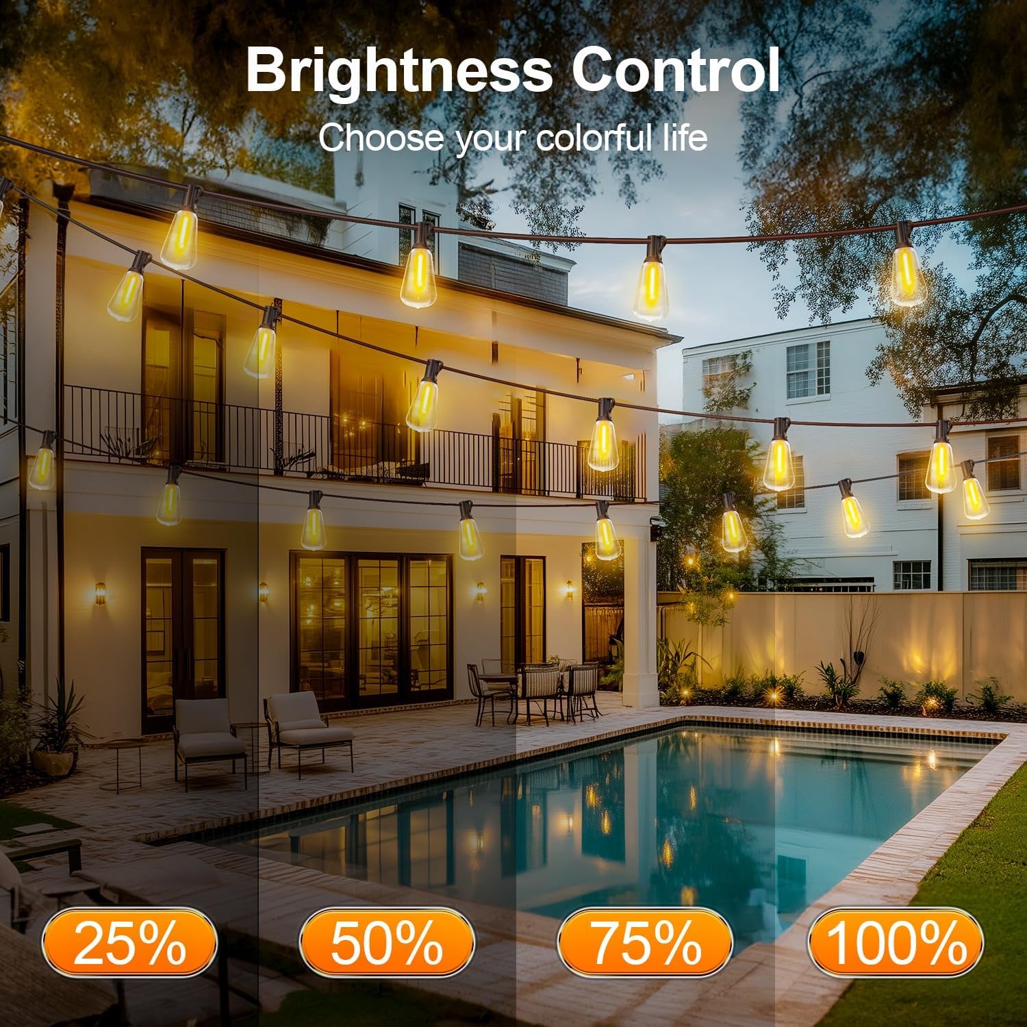 100Ft Outdoor String Lights w/ Remote