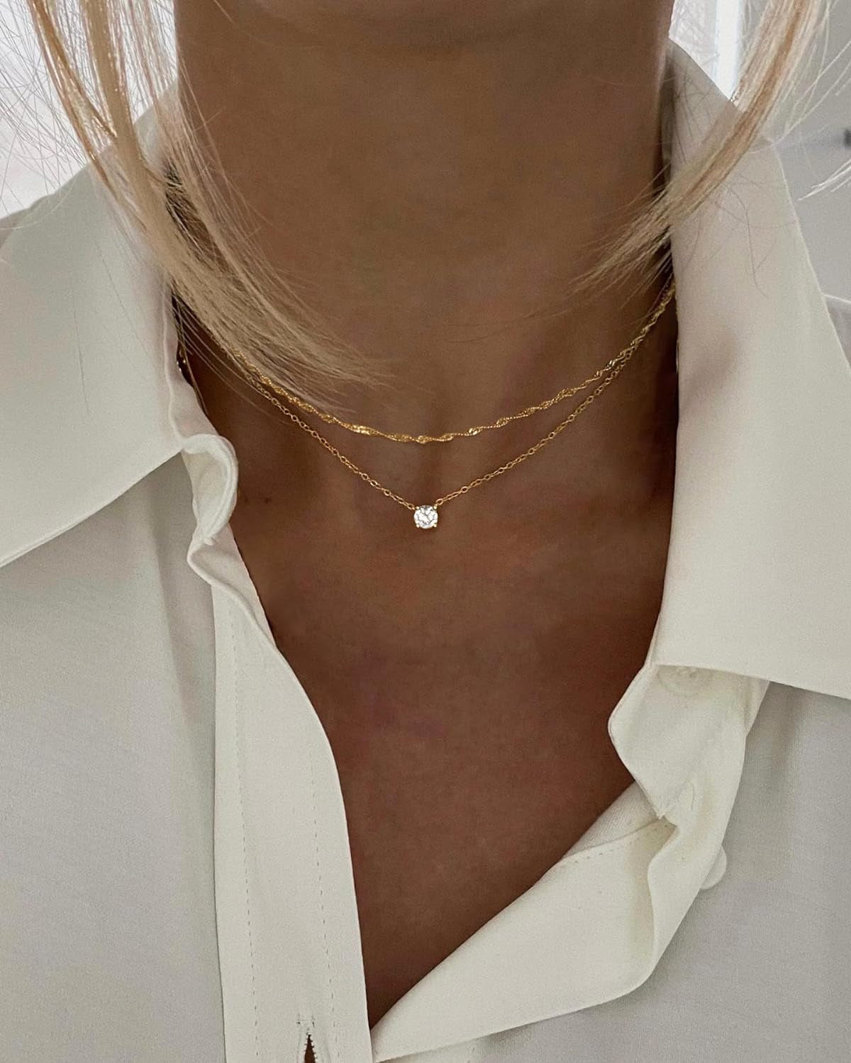 Dainty 14K Gold Plated Pendant Necklace