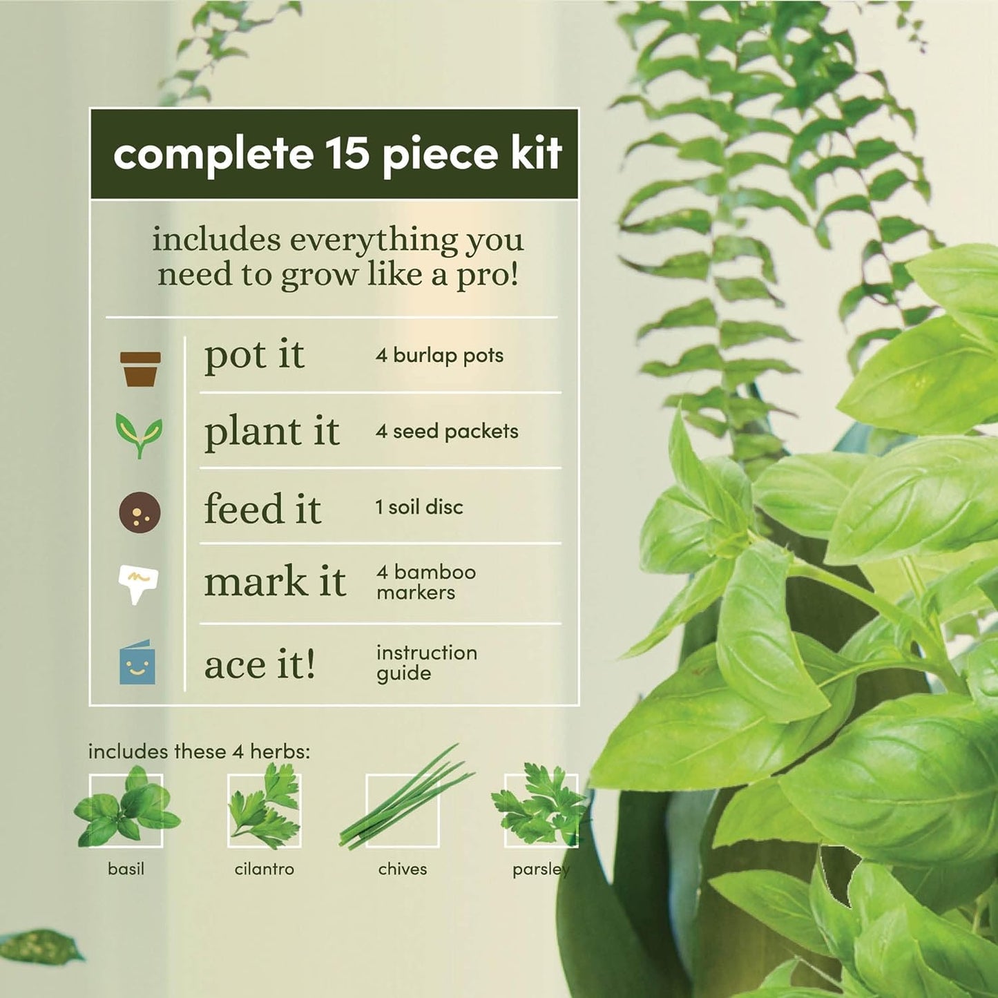 Indoor Herb Garden Starter Kit Gift Set