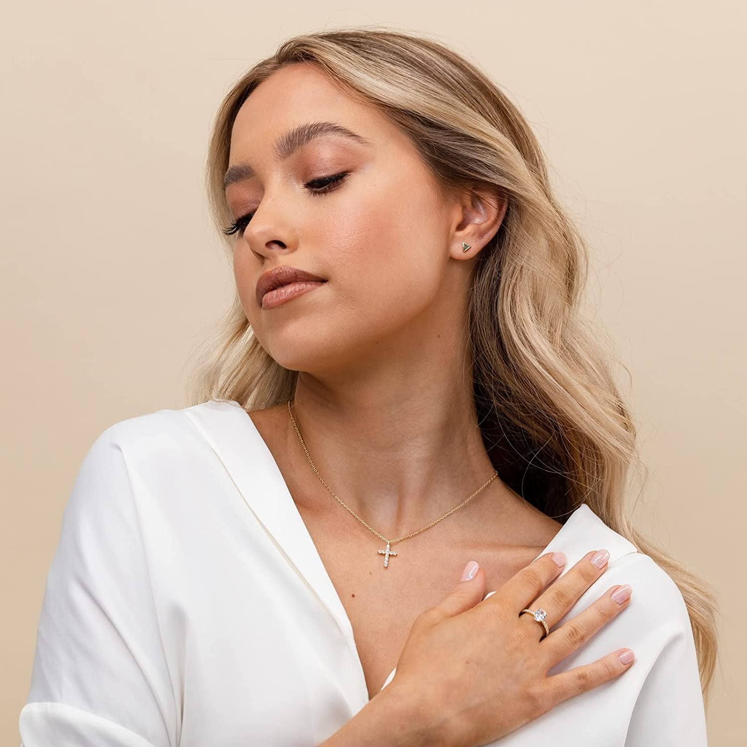 14K Gold Plated Cross Pendant Necklace