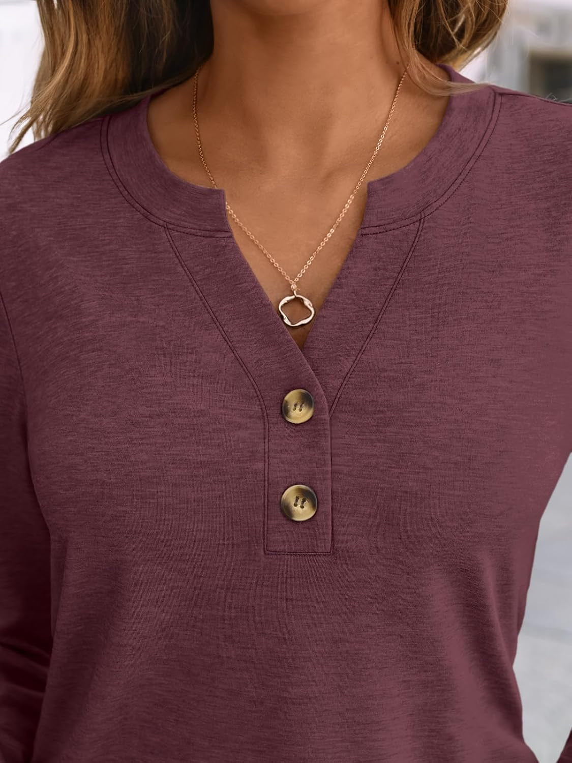Women’s 2025 Fall Long Sleeve Henley Top