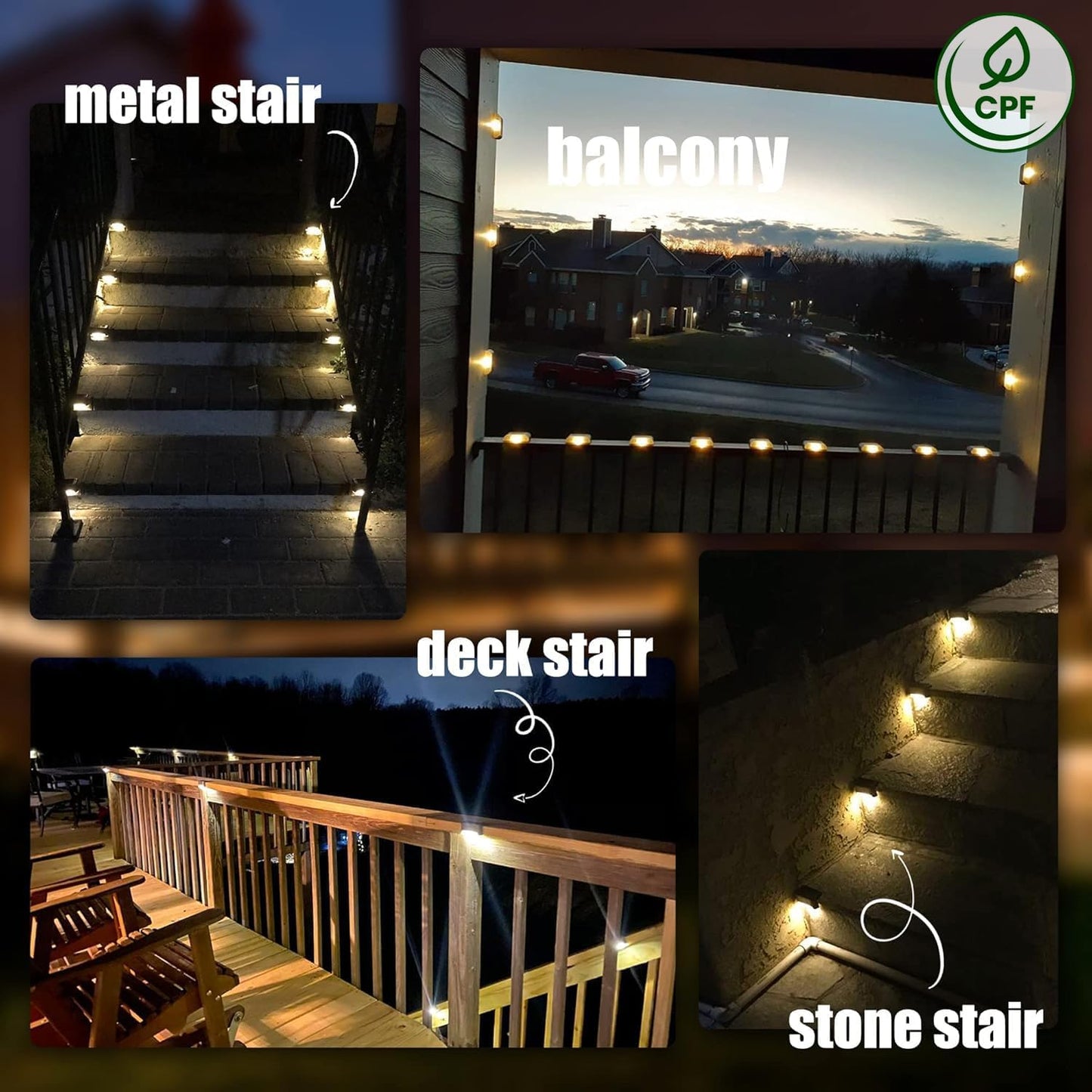 16 Pack Solar Step Lights Warm White