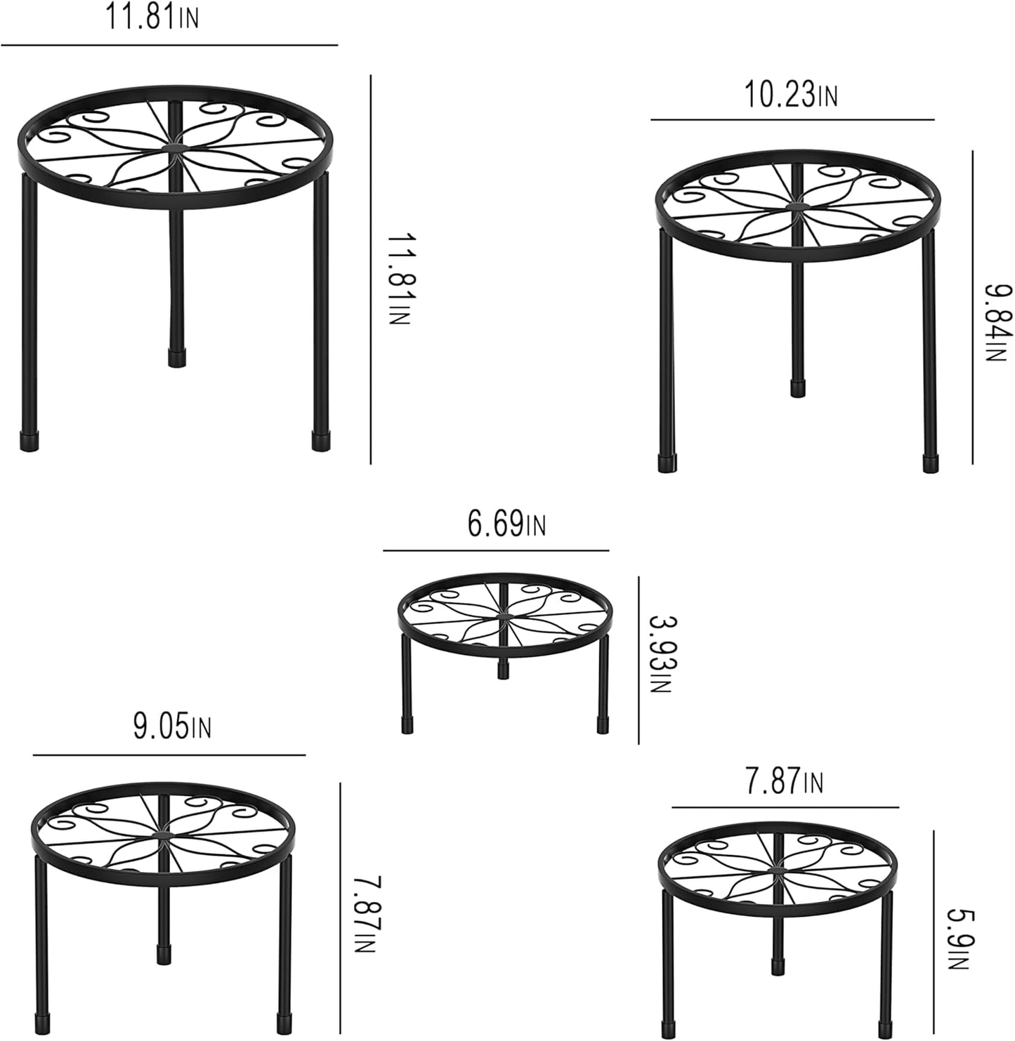 5-Pack Metal Plant Stands Indoor Outdoor