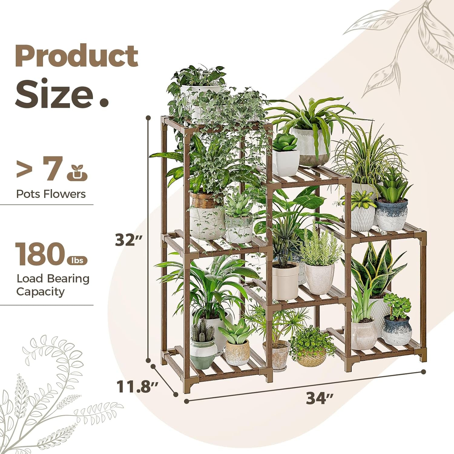3-Tier Wooden Indoor Outdoor Plant Stand