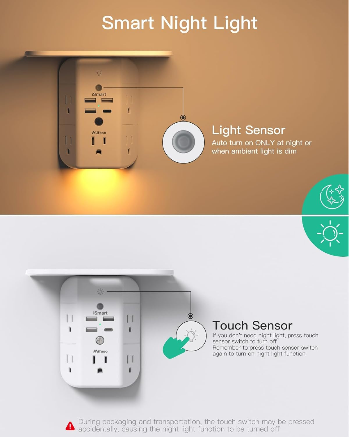 3-Sided Power Strip w/ Shelf & USB