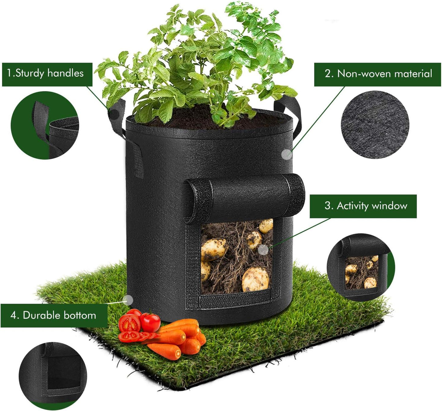5-Pack 10 Gallon Potato Grow Bags