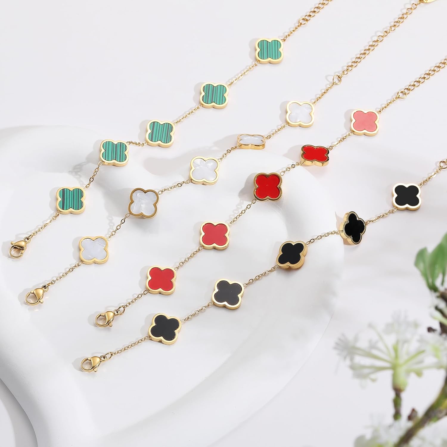 18K Gold Plated Clover Link Bracelet
