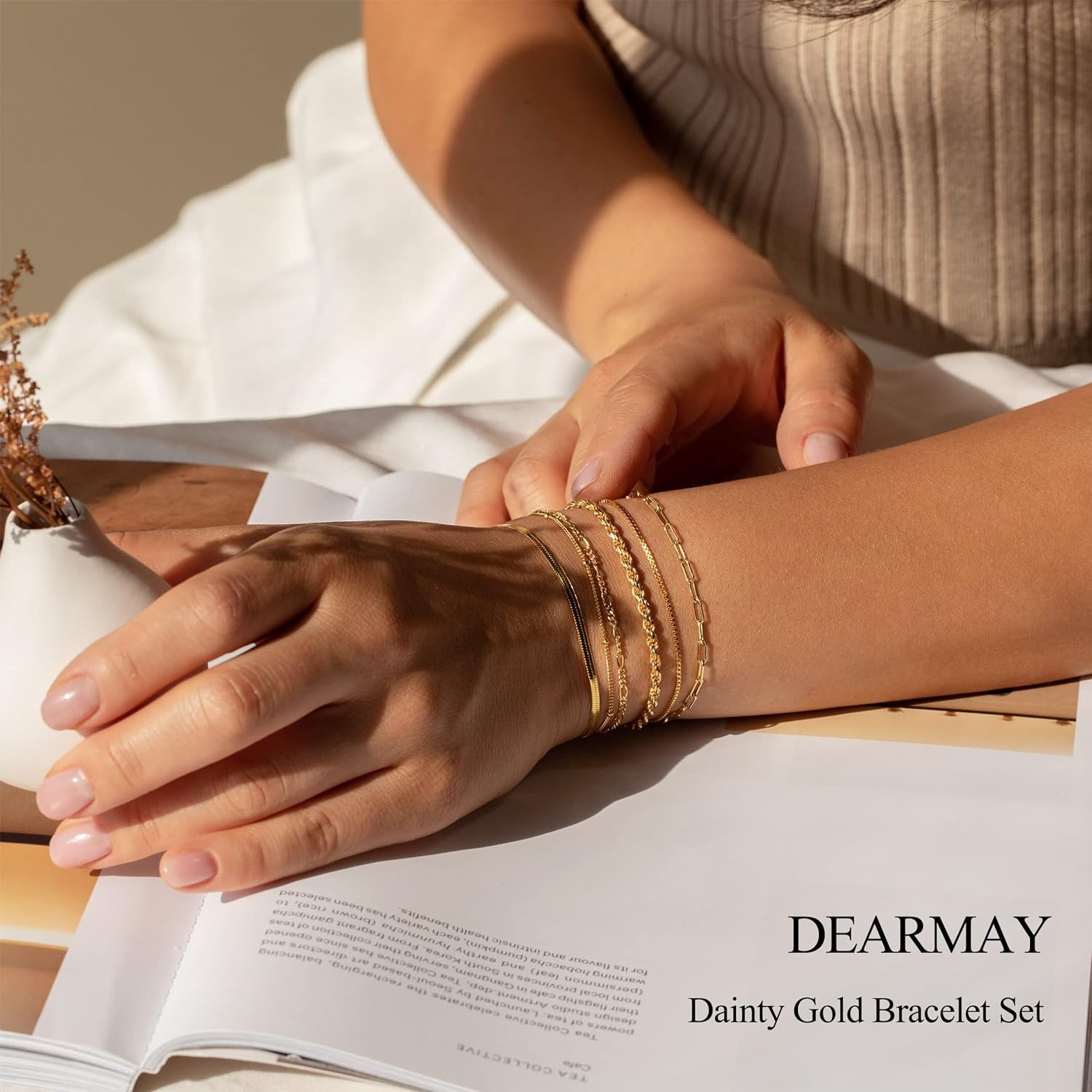 14K Gold Plated Stackable Chain Bracelet