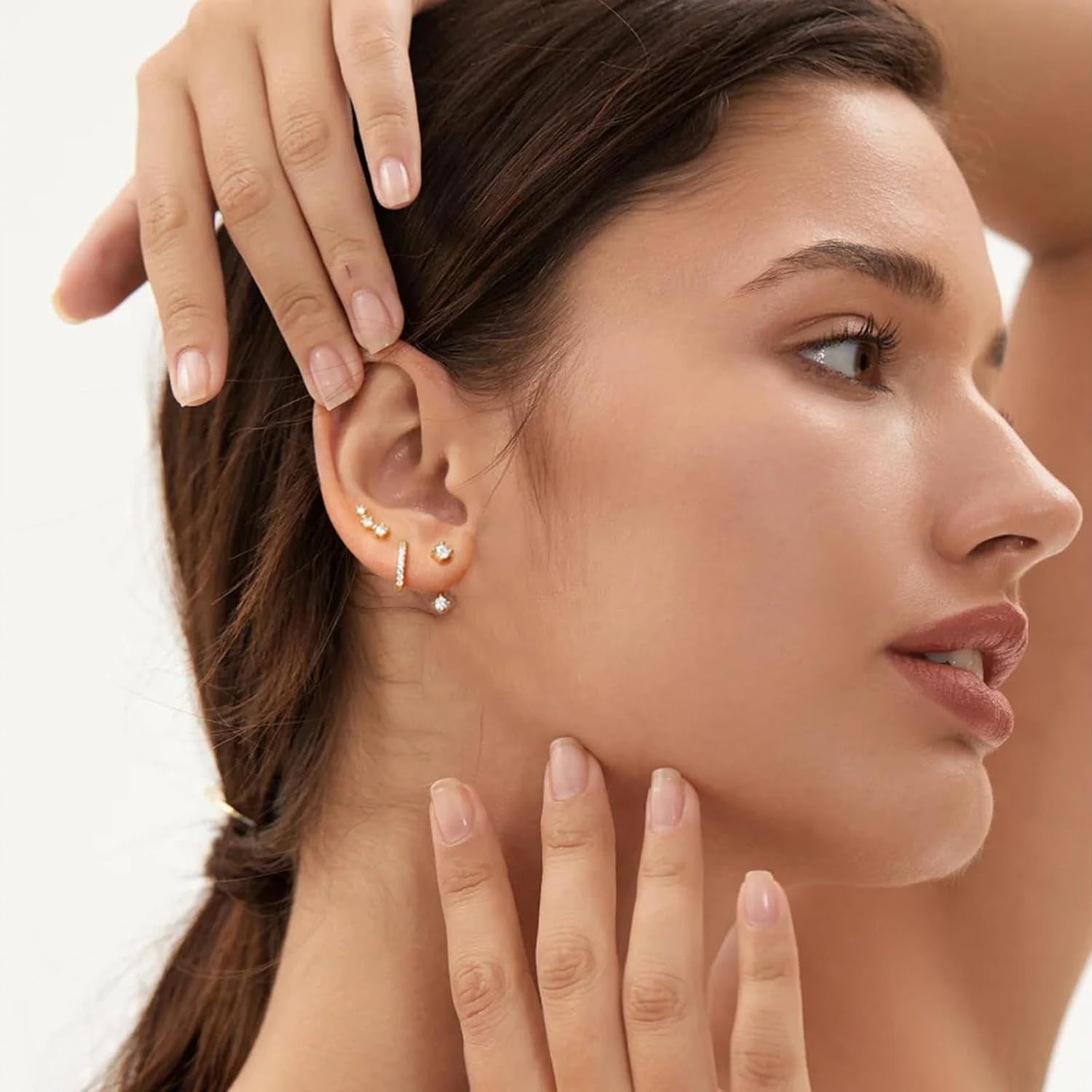 6 Pairs 14K Gold Plated Stud Earrings