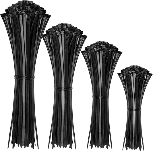 400 Pack Black Nylon Cable Zip Ties Set