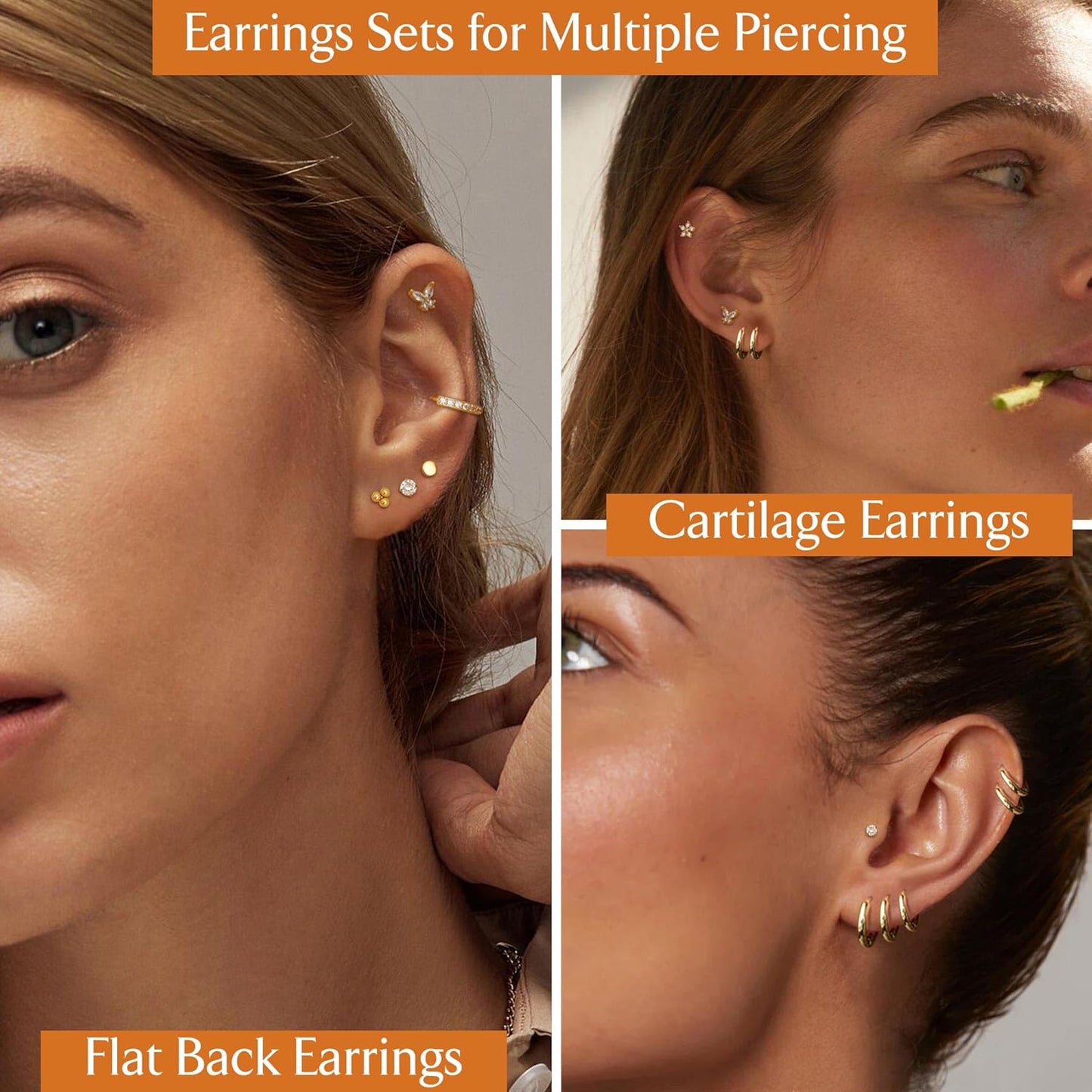 14K Gold Plated Hypoallergenic Flat Back