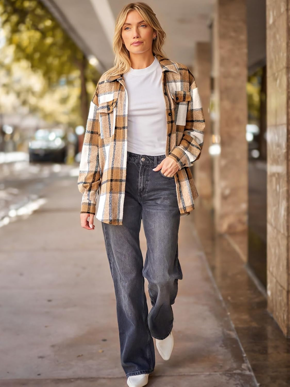Women’s Plaid Flannel Shacket Jacket