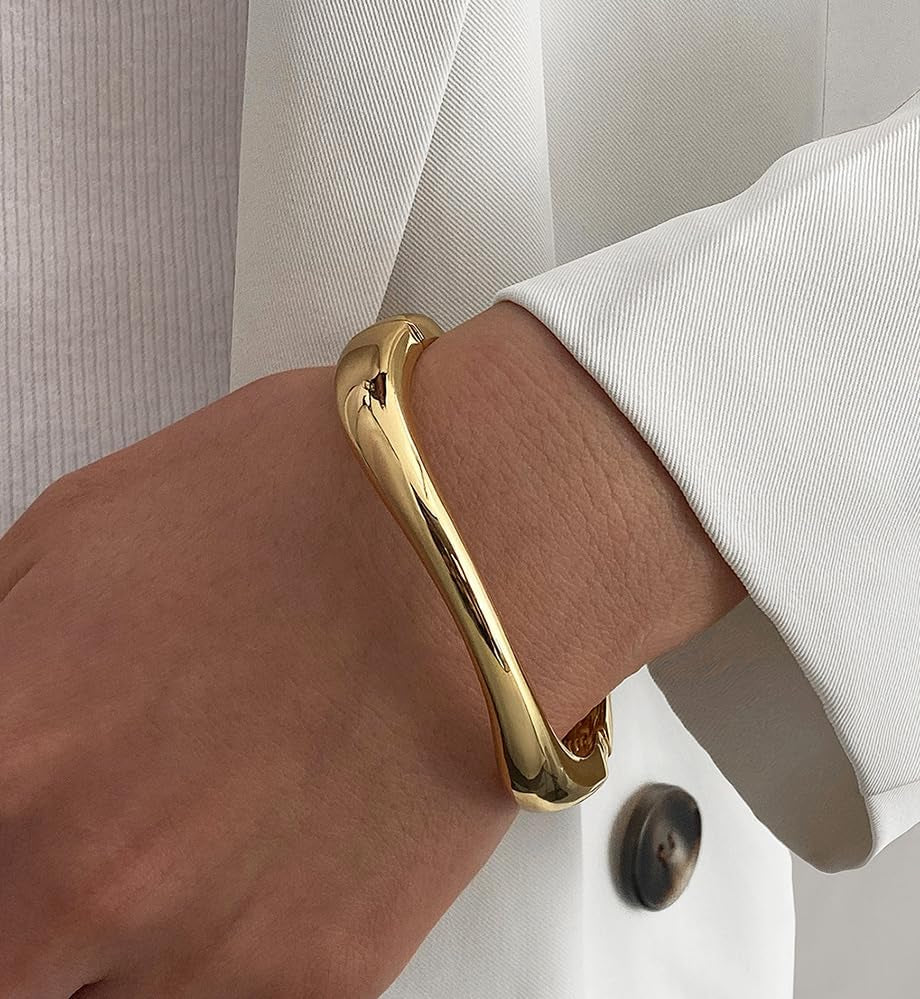 Chunky 14K Gold Plated Bangle Bracelet