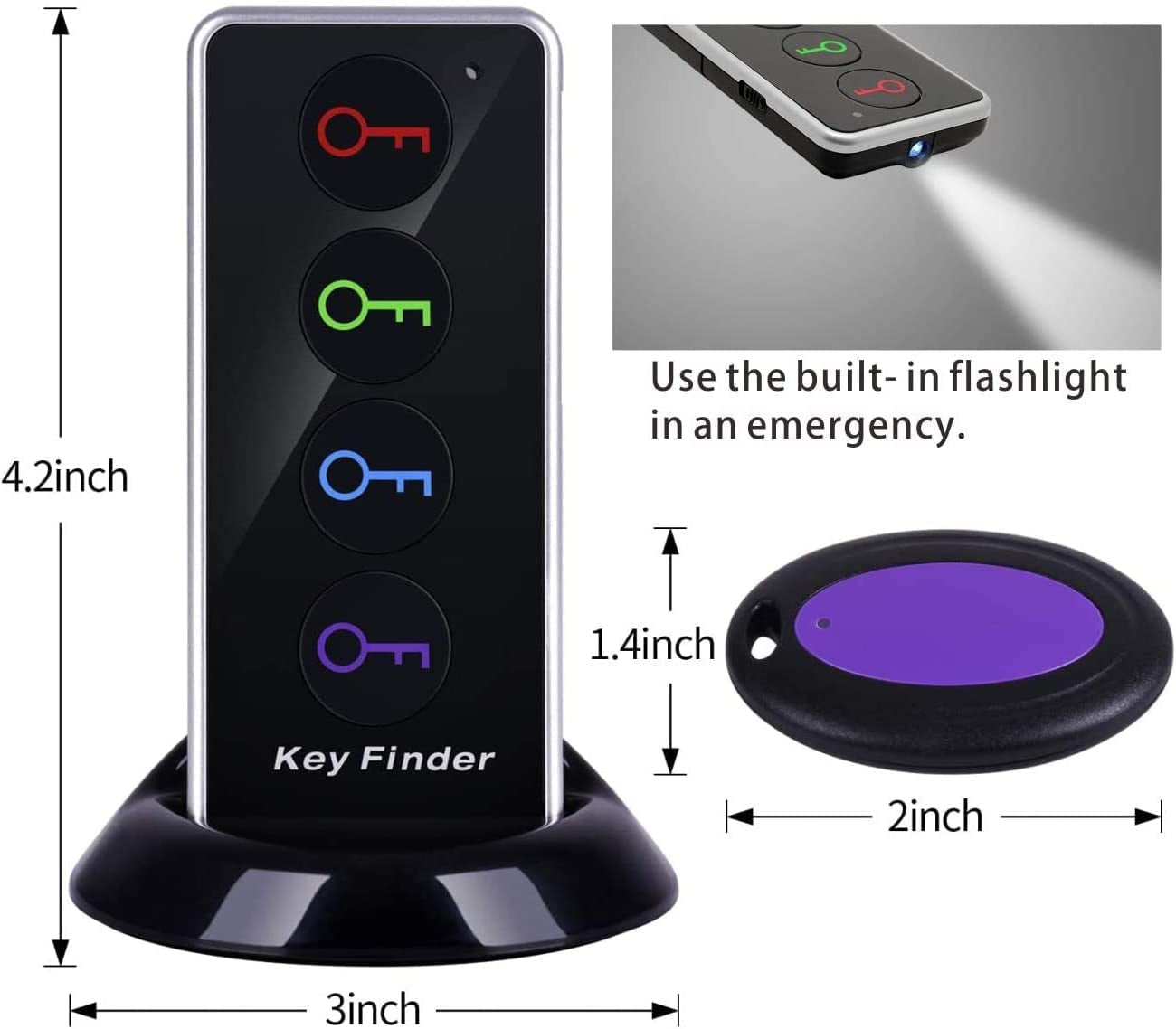 Wireless Key Finder Tracker 131Ft Range