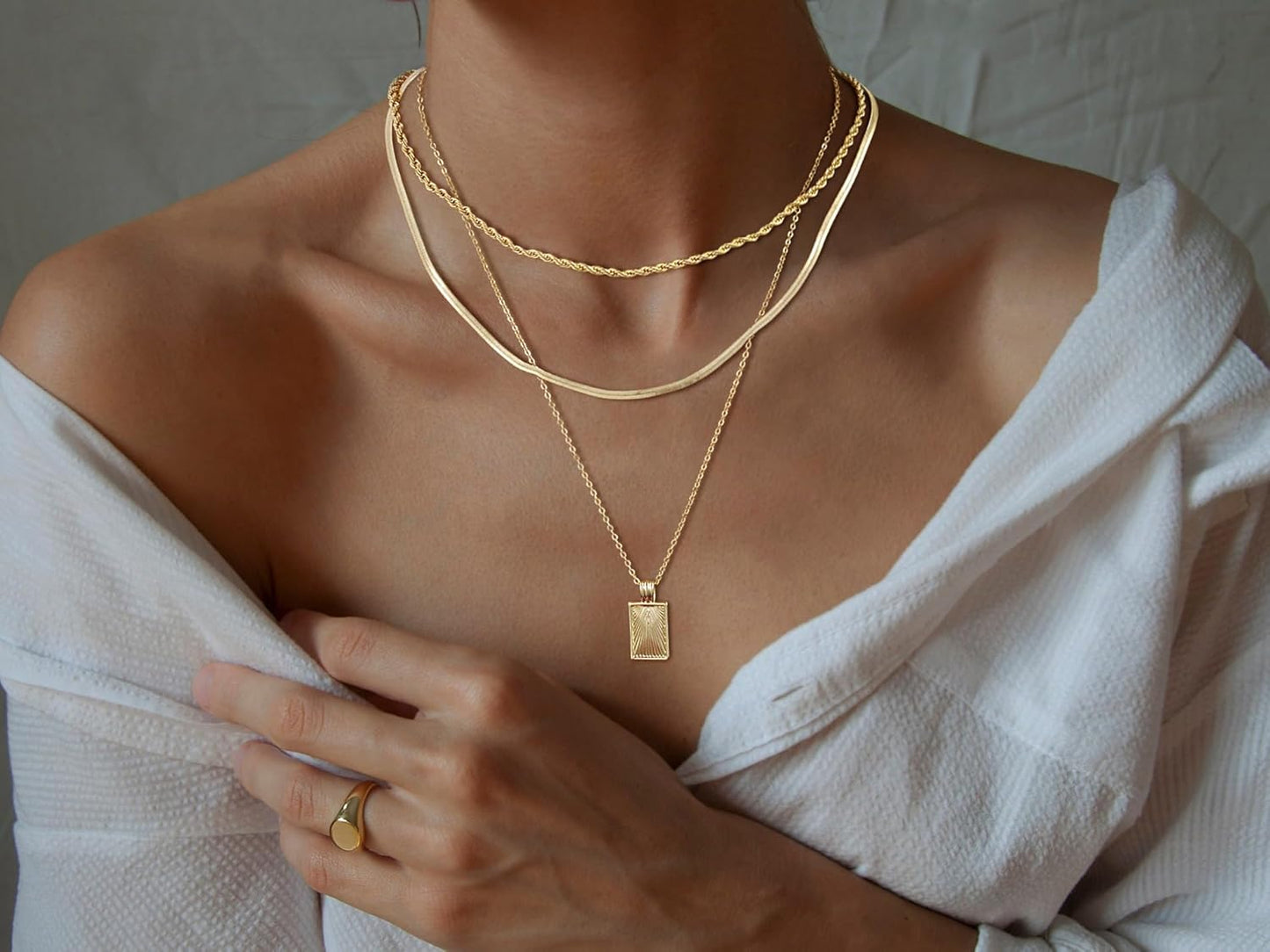 Layered Gold Silver Pendant Necklaces