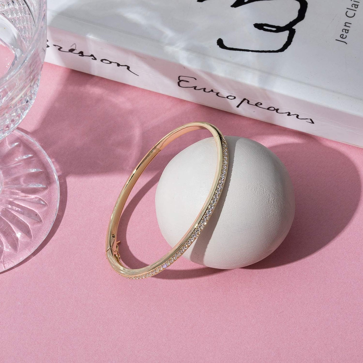 14K Gold Plated Tennis Bangle Bracelet