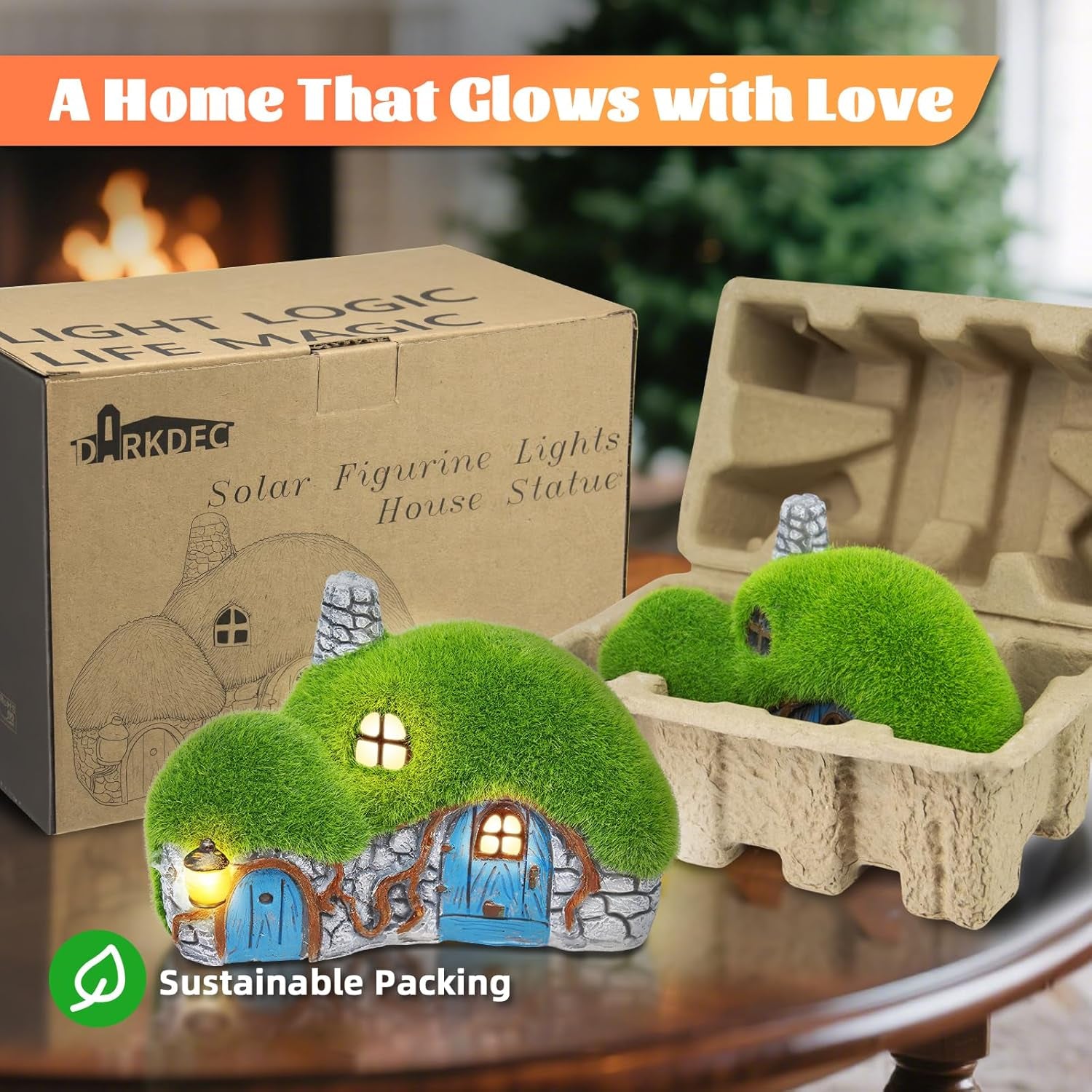 Outdoor Figurine Lights House Statue