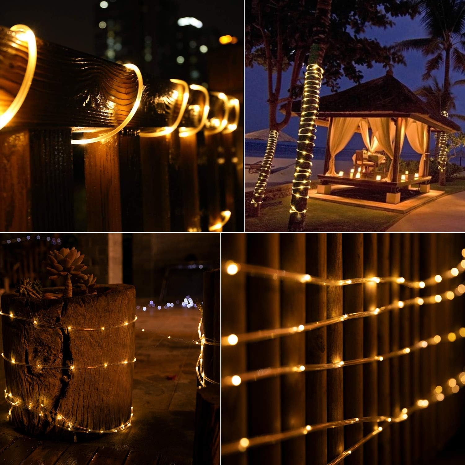 39FT Solar Rope Lights 100LED Warm White