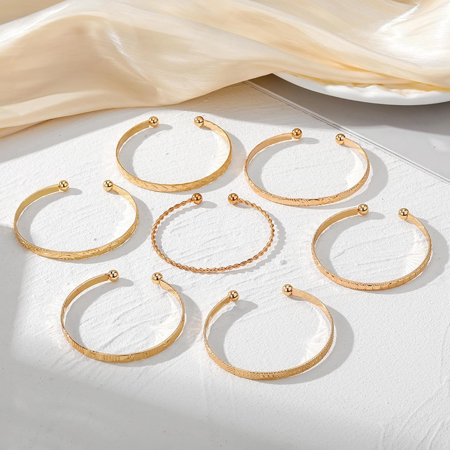 14K Gold Plated Stackable Bangle Set