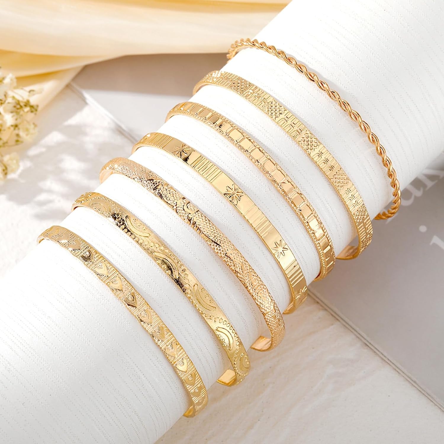 14K Gold Plated Stackable Bangle Set