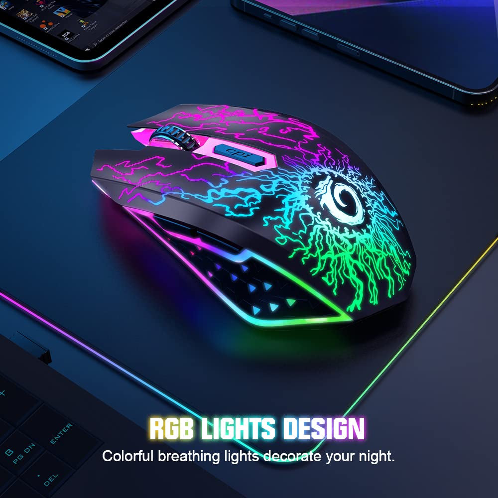 Wireless Gaming Mouse Rechargeable LED