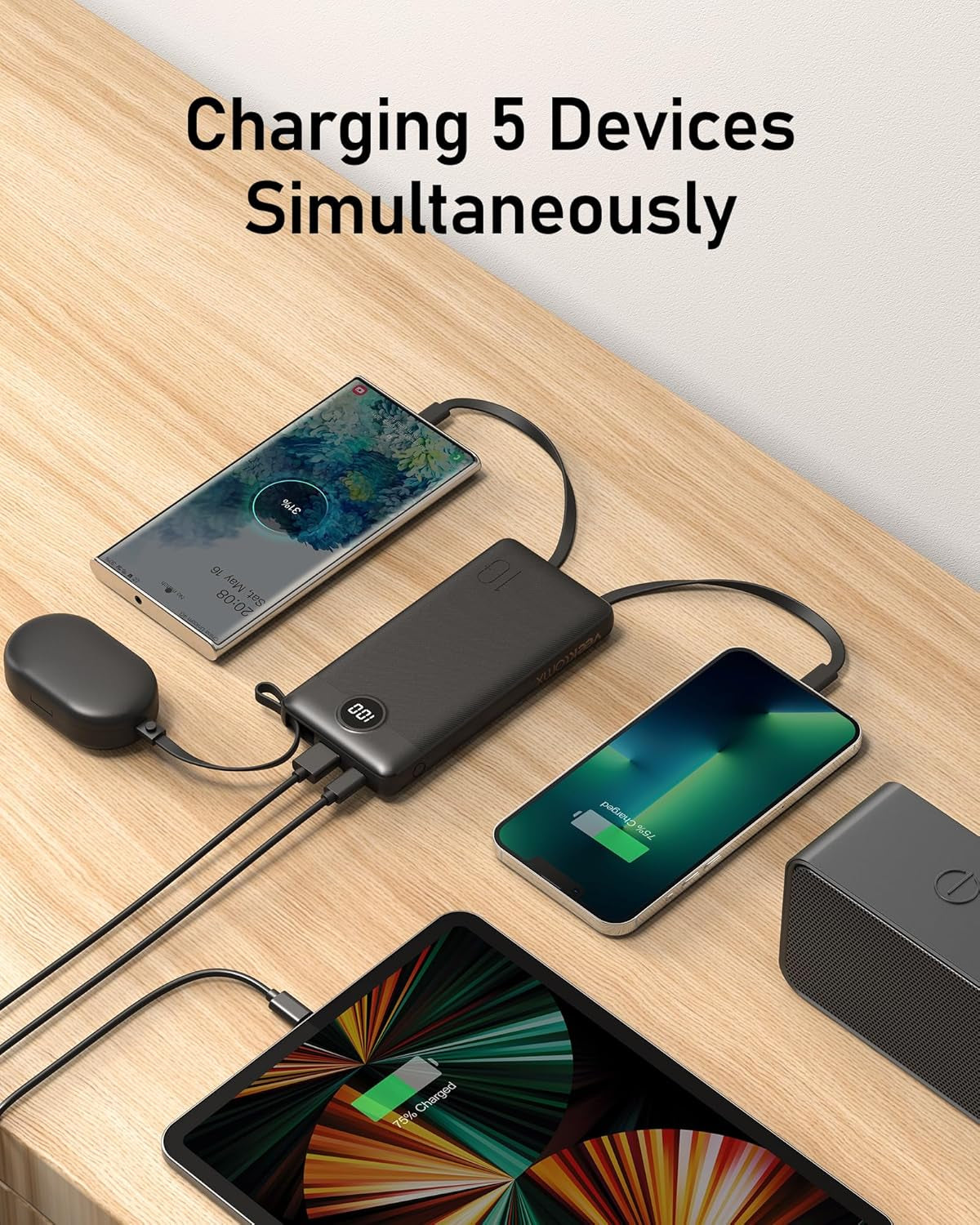 10000mAh Portable Charger w/ Built-In