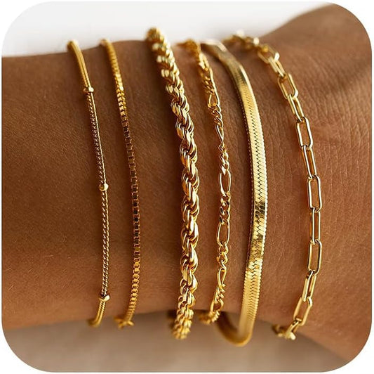 14K Gold Plated Stackable Chain Bracelet