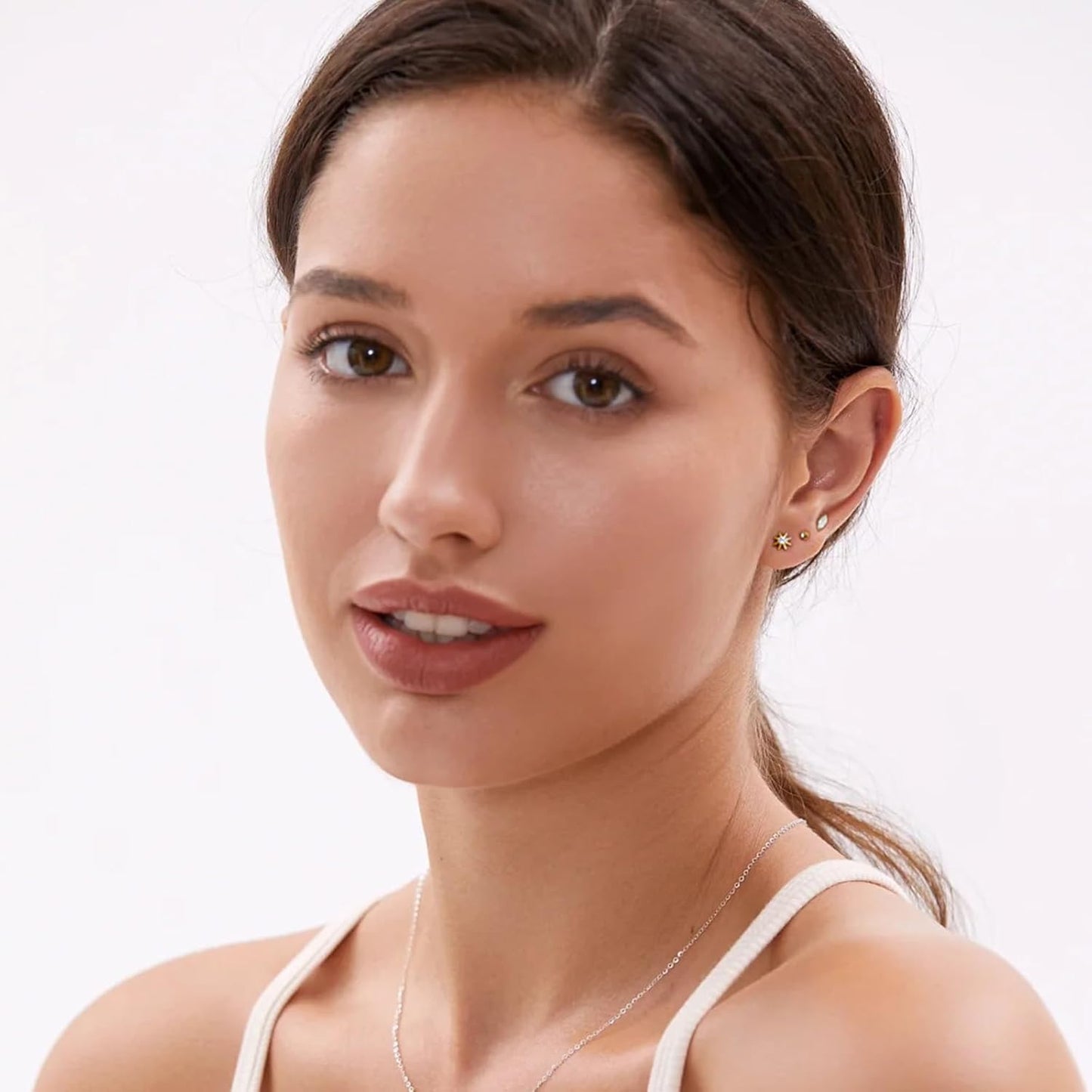 6 Pairs 14K Gold Plated Stud Earrings